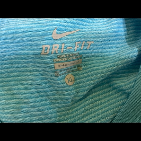 Nike Dri-Fit Blue Striped Shirt Short Sleeve Size XL - Picture 3 of 4
